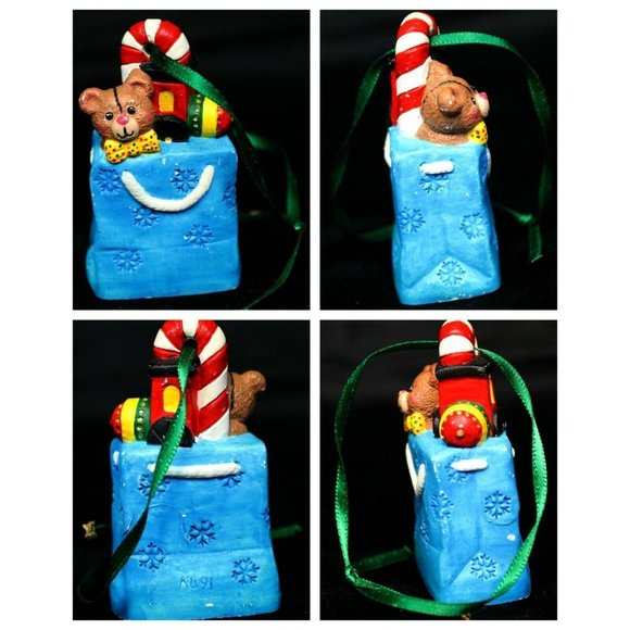 6 Paintable Ceramic Christmas Ornament Painted Bear Santa Presents Mice Books - Picture 3 of 8